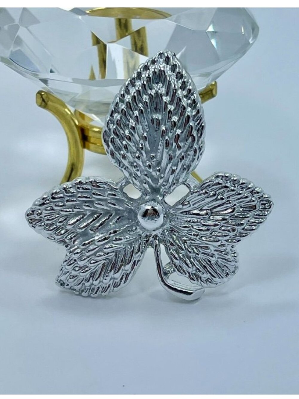 Vintage GERRY'S Silver-Tone Textured Floral Brooch Pin 1.75"